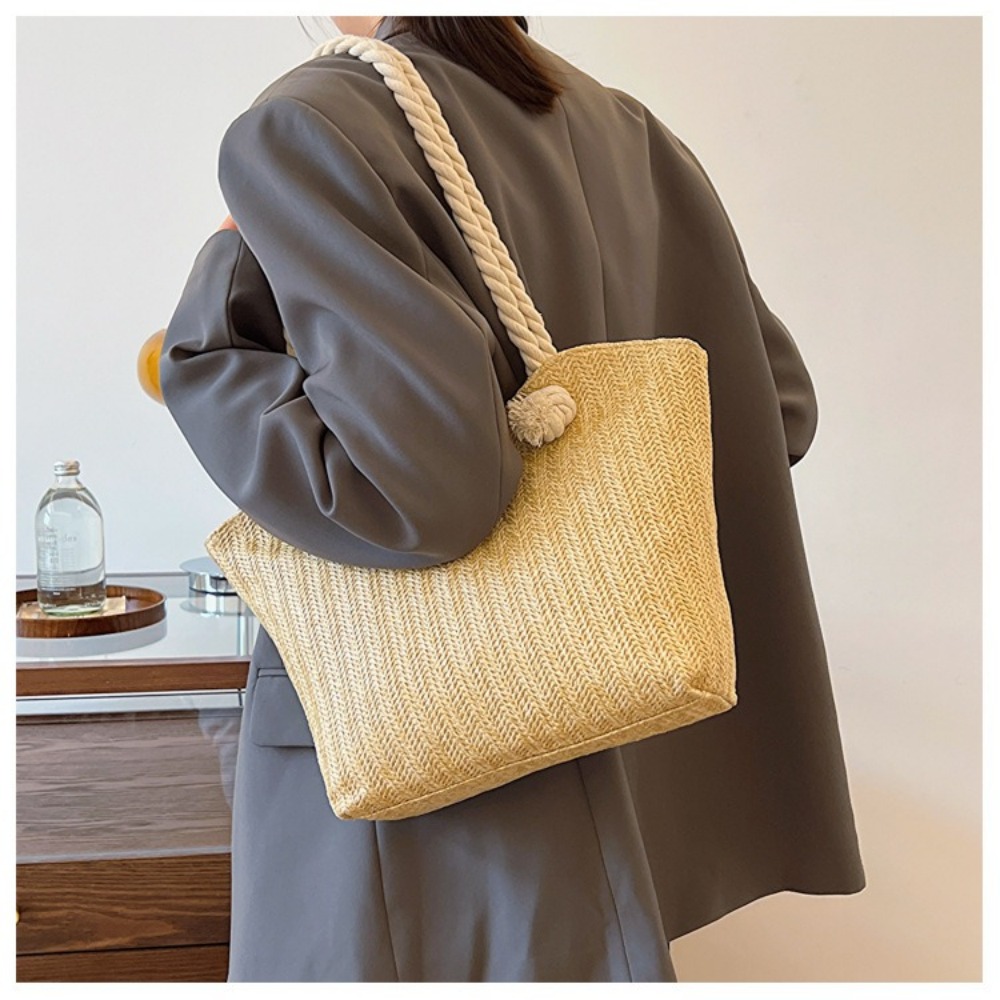 새로운 여름 비치 토트백 대용량 라피아 보헤미안 숄더백 - Women'S Raffia Bags 리뷰 및 가격