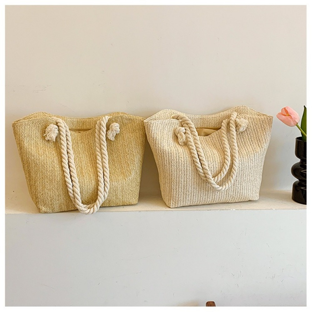 새로운 여름 비치 토트백 대용량 라피아 보헤미안 탑핸들 - Women'S Raffia Bags 리뷰 및 가격