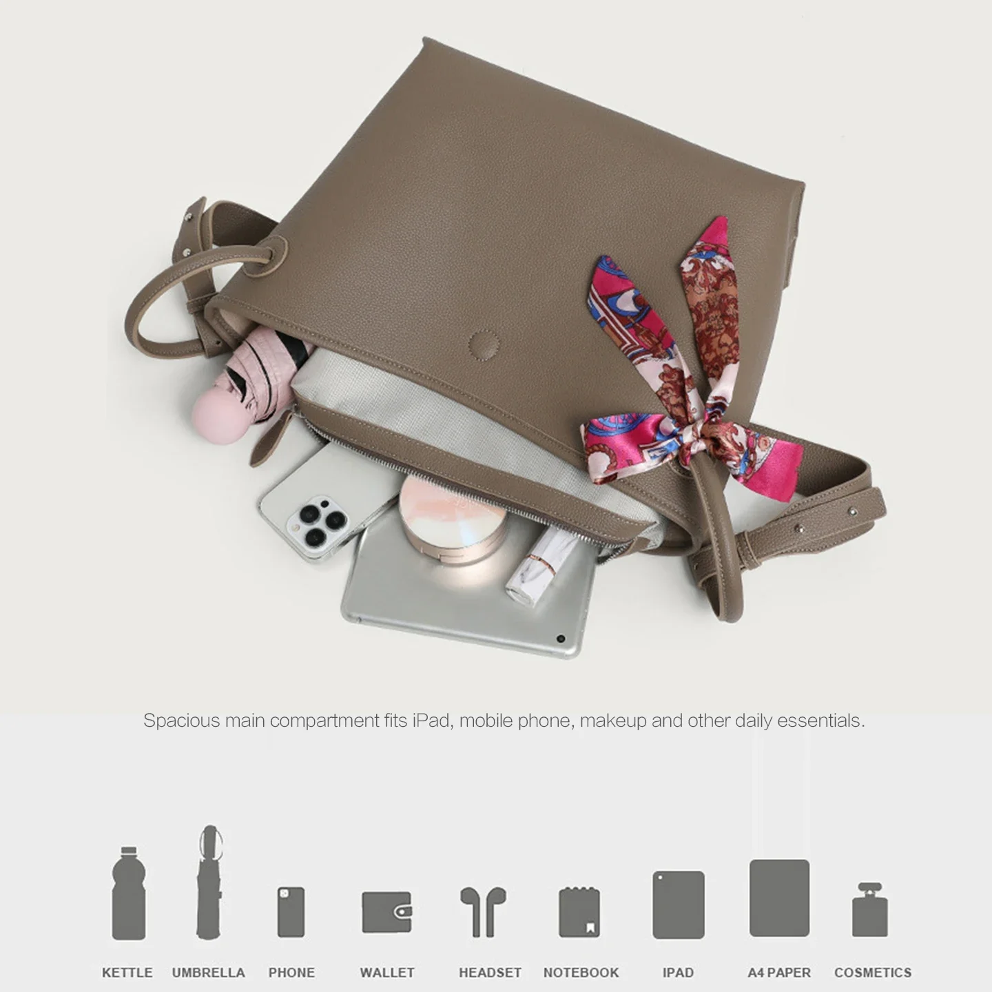 라이트 럭셔리 고급 여성용 토트백 PU 가죽 솔리드 컬 - Women'S Bags Handbags 리뷰 및 가격