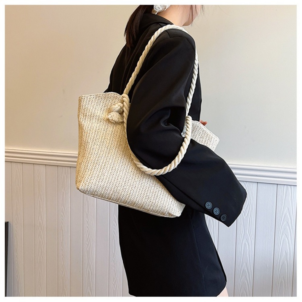 새로운 여름 비치 토트백 대용량 라피아 보헤미안 탑핸들 - Women'S Raffia Bags 리뷰 및 가격