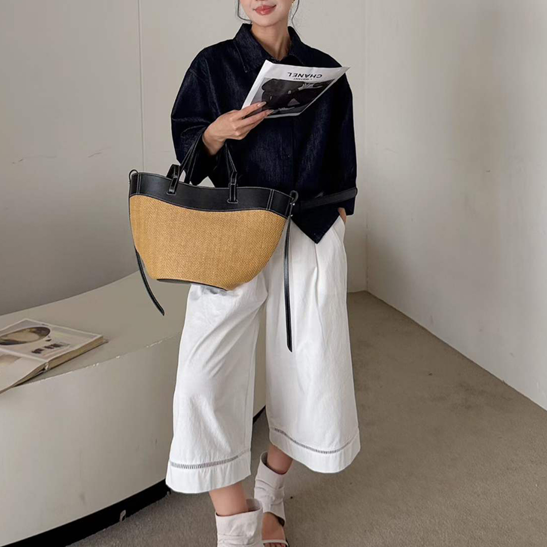 Mendy 정품 가죽 천연 라피아 토트 백 여성 미니멀 - Women'S Raffia Bags 리뷰 및 가격
